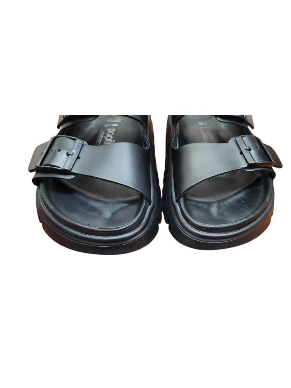 Papillio Birkenstock Arizona Exquisite Leather Chunky Platform Sandals Black L 9 - Picture 4 of 16